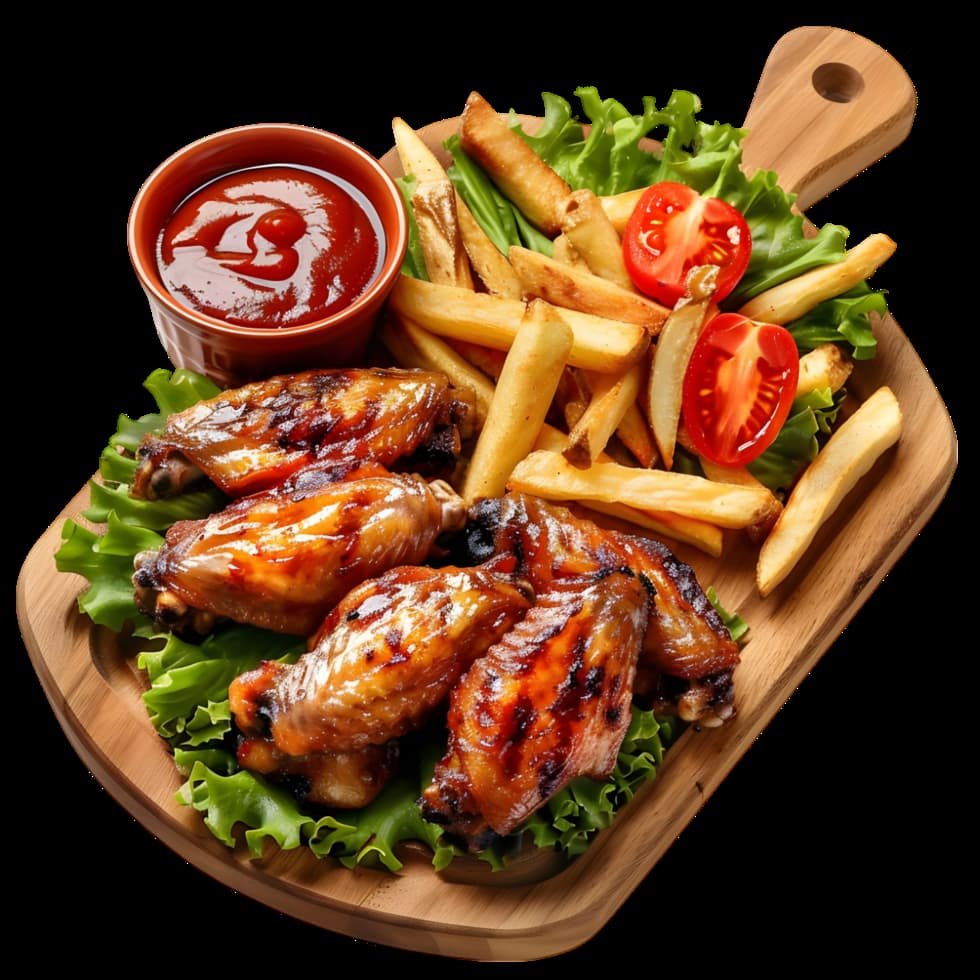 8 PCS BBQ CHICKEN WINGS AND CHIPS